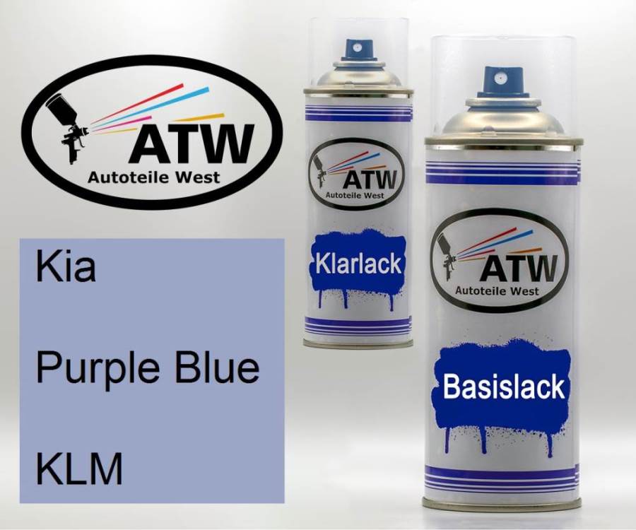 Kia, Purple Blue, KLM: 400ml Sprühdose + 400ml Klarlack - Set, von ATW Autoteile West.